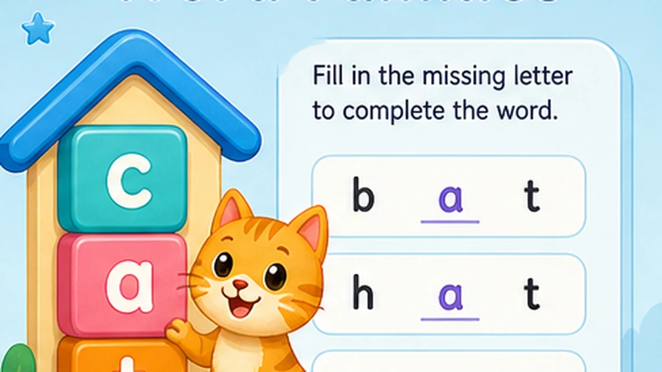 Word Families worksheet generator preview
